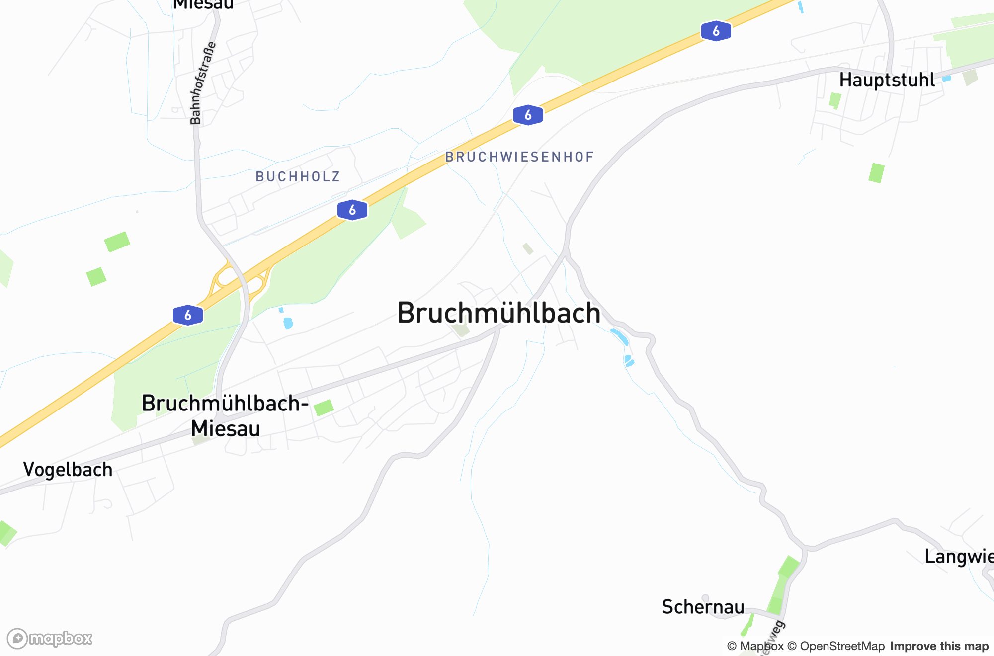Karte von Bruchmühlbach und Umgebung &ndash; Einsatzgebiet der Dachdeckerei Tobias Knöbl