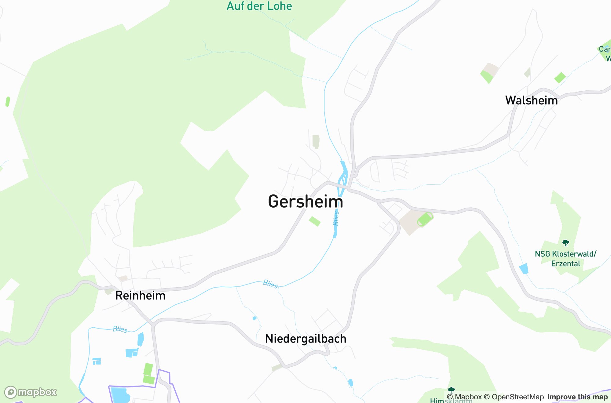 Karte von Gersheim und Umgebung &ndash; Einsatzgebiet der Dachdeckerei Tobias Knöbl