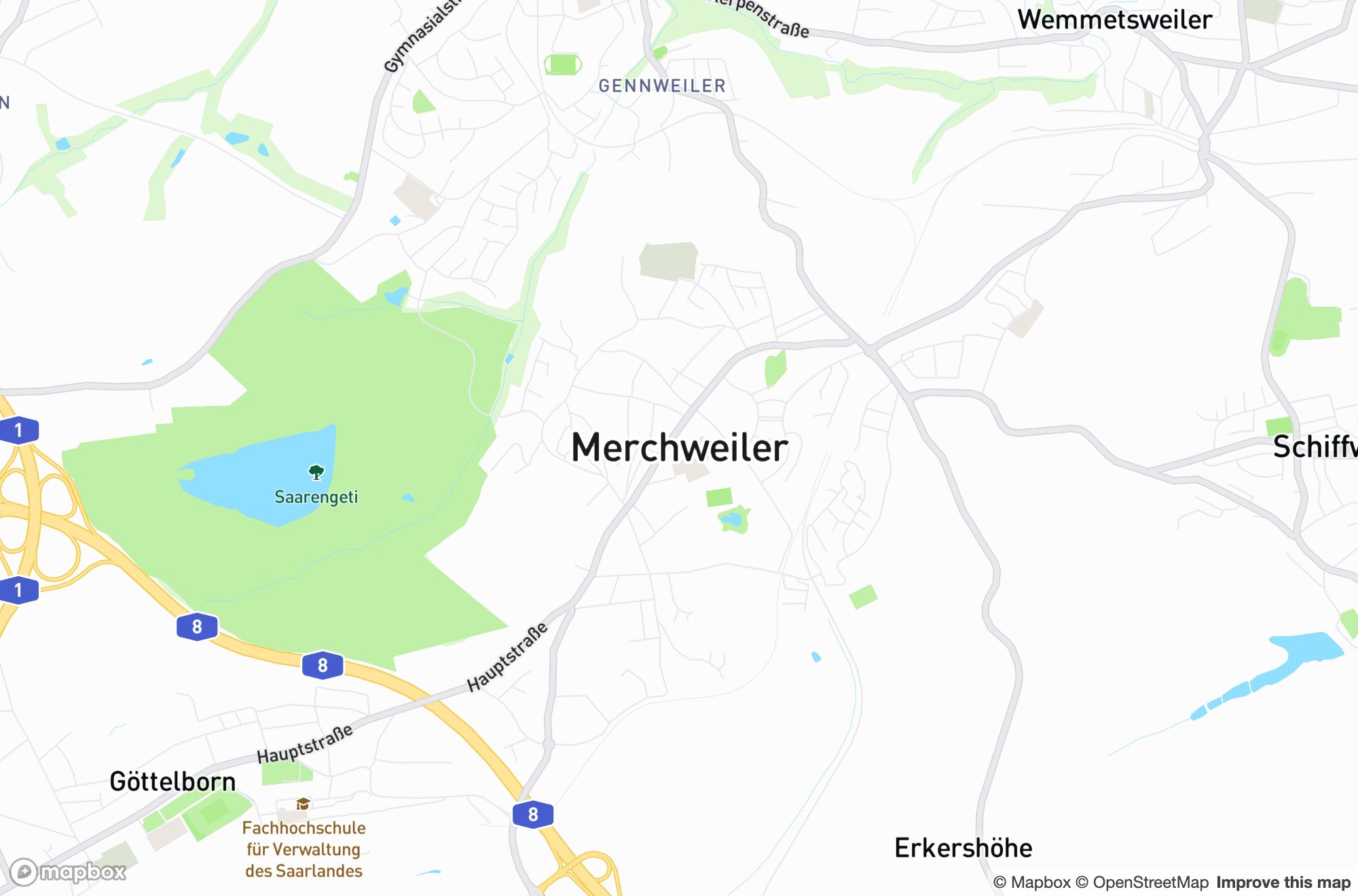 Karte von Merchweiler und Umgebung &ndash; Einsatzgebiet der Dachdeckerei Tobias Knöbl