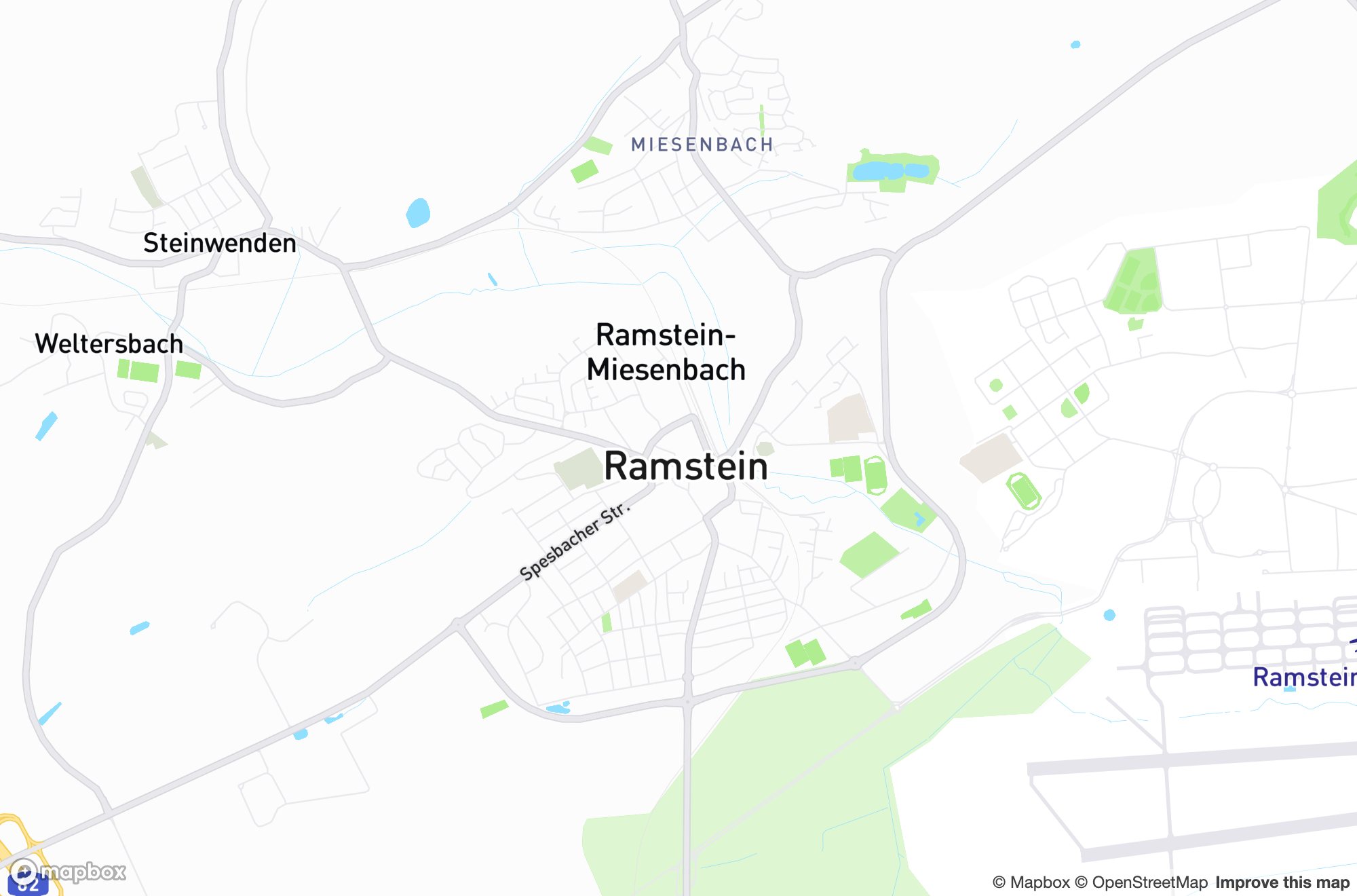 Karte von Ramstein und Umgebung &ndash; Einsatzgebiet der Dachdeckerei Tobias Knöbl